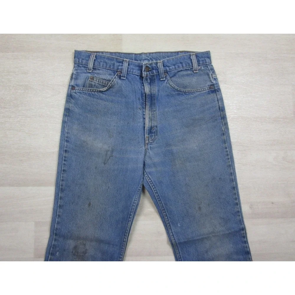 Vintage 80s Levis 517 Jeans Mens 32x30.5 Orange Tab Bootcut Saddleman Distress 9